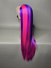 Load image into Gallery viewer, CHESHIRE Custom Colored Lace Front Wig (Large Cap, Violet w/Neon Pink Hi Lights, 26 inch length) READY TO SHIP