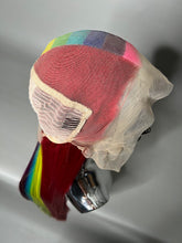 Load image into Gallery viewer, RRR PRIDE Custom Colored Lace Front Wig (13x6 Frontal,Large Cap, Split Dye Half Red/Half Rainbow, 40 inch length) MADE TO ORDER