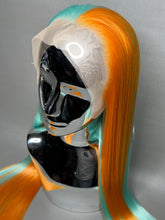 Load image into Gallery viewer, 911 Custom Colored Lace Front Wig (Large Cap, Mirror Split Dye Half Neon Citrus/Half Mint, 24 inch length) READY TO SHIP