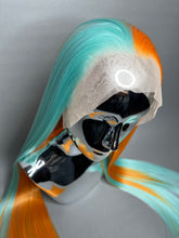 Load image into Gallery viewer, 911 Custom Colored Lace Front Wig (Large Cap, Mirror Split Dye Half Neon Citrus/Half Mint, 24 inch length) READY TO SHIP