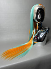 Load image into Gallery viewer, 911 Custom Colored Lace Front Wig (Large Cap, Mirror Split Dye Half Neon Citrus/Half Mint, 24 inch length) READY TO SHIP