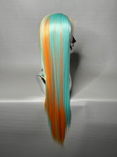 Load image into Gallery viewer, 911 Custom Colored Lace Front Wig (Large Cap, Mirror Split Dye Half Neon Citrus/Half Mint, 24 inch length) READY TO SHIP