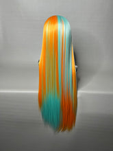 Load image into Gallery viewer, 911 Custom Colored Lace Front Wig (Large Cap, Mirror Split Dye Half Neon Citrus/Half Mint, 24 inch length) READY TO SHIP