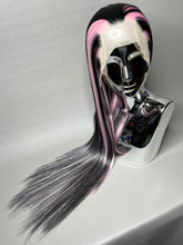 Load image into Gallery viewer, VAMPIRE HEART Custom Colored Lace Front Wig (Large Cap, 13x3 Lace Front, Black w/Pastel Pink Hi Lights) MADE TO ORDER