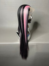 Load image into Gallery viewer, VAMPIRE HEART Custom Colored Lace Front Wig (Large Cap, 13x3 Lace Front, Black w/Pastel Pink Hi Lights) MADE TO ORDER