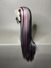 Load image into Gallery viewer, VAMPIRE HEART Custom Colored Lace Front Wig (Large Cap, 13x3 Lace Front, Black w/Pastel Pink Hi Lights) MADE TO ORDER