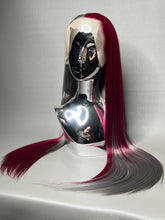 Load image into Gallery viewer, SCARLET SECRET Custom Colored Lace Front Wig (Large Cap, Mirror Split Dye Half Maroon/Half Dark Grey, 24 inch length) READY TO SHIP