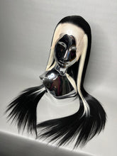 Load image into Gallery viewer, WHITE LIES Custom Colored Lace Front Wig (Large Cap, Black w/Platinum Blonde Sideburn Hi Lights, 24 inch length) READY TO SHIP