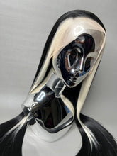 Load image into Gallery viewer, WHITE LIES Custom Colored Lace Front Wig (Large Cap, Black w/Platinum Blonde Sideburn Hi Lights, 24 inch length) READY TO SHIP