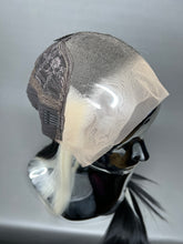 Load image into Gallery viewer, WHITE LIES Custom Colored Lace Front Wig (Large Cap, Black w/Platinum Blonde Sideburn Hi Lights, 24 inch length) READY TO SHIP