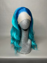 Load image into Gallery viewer, CERULEAN Custom Colored Lace Front Wig (Large Cap, Aqua Blue/Seafoam Blue Ombre, 24 inch length) READY TO SHIP