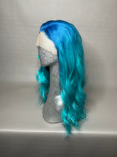 Load image into Gallery viewer, CERULEAN Custom Colored Lace Front Wig (Large Cap, Aqua Blue/Seafoam Blue Ombre, 24 inch length) READY TO SHIP
