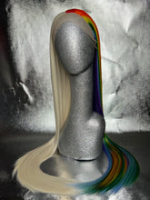 Load image into Gallery viewer, ICY MAGIC Lace Front Wig (Large Cap, Half and Half Platinum Blonde/Rainbow, 30 inch length) MADE TO ORDER 2-3 Month Turnaround Timeframe