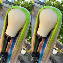 Load image into Gallery viewer, SOUR PATCH Custom Colored HUMAN HAIR Lace Front Wig (Large Cap, 13x4 lace front, 40 inch length) MADE TO ORDER 2-4 Week Estimated Turnaround Timeframe