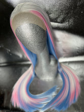 Load image into Gallery viewer, TRANSCEND Custom Colored Lace Front Wig (Large Cap, Chunky Hi-Light Style White/Pastel Pink/Baby Blue, 13x3 lace front, 30 inch length) MADE TO ORDER 2-3 MONTH ESTIMATED TURNAROUND