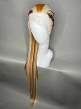 Load image into Gallery viewer, ACT NATURAL Custom Colored Lace Front Wig (Large Cap, 13x4 lace front, Platinum Blonde w/Brown & Ash Blonde Lowlights) MADE TO ORDER
