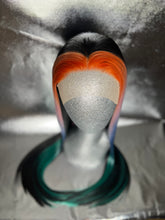 Load image into Gallery viewer, SUNNYSIDE Lace Front Wig (large Cap, black with sectioned rainbow ombré highlights, 30 inch length) READY TO SHIP LIMITED STOCK