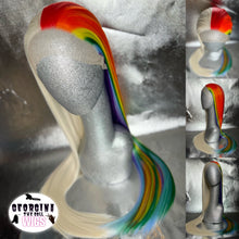 Load image into Gallery viewer, ICY MAGIC Lace Front Wig (Large Cap, Half and Half Platinum Blonde/Rainbow, 30 inch length) MADE TO ORDER 2-3 Month Turnaround Timeframe