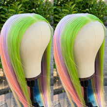 Load image into Gallery viewer, SOUR PATCH Custom Colored HUMAN HAIR Lace Front Wig (Large Cap, 13x4 lace front, 40 inch length) MADE TO ORDER 2-4 Week Estimated Turnaround Timeframe