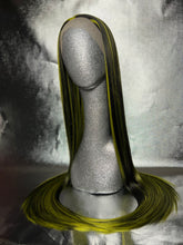 Load image into Gallery viewer, WARNING XXX Lace Front Wig (Large Cap, black with yellow highlights, 30 inch length) MADE TO ORDER 2-3 Month Turnaround Timeframe