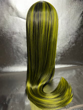 Load image into Gallery viewer, WARNING XXX Lace Front Wig (Large Cap, black with yellow highlights, 30 inch length) MADE TO ORDER 2-3 Month Turnaround Timeframe