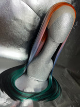 Load image into Gallery viewer, SUNNYSIDE Lace Front Wig (large Cap, black with sectioned rainbow ombré highlights, 30 inch length) READY TO SHIP LIMITED STOCK