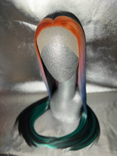 Load image into Gallery viewer, SUNNYSIDE Lace Front Wig (large Cap, black with sectioned rainbow ombré highlights, 30 inch length) READY TO SHIP LIMITED STOCK