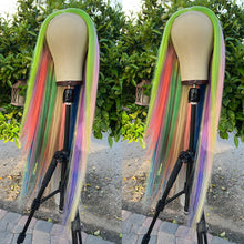 Load image into Gallery viewer, SOUR PATCH Custom Colored HUMAN HAIR Lace Front Wig (Large Cap, 13x4 lace front, 40 inch length) MADE TO ORDER 2-4 Week Estimated Turnaround Timeframe