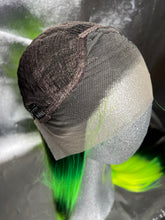 Load image into Gallery viewer, NEON SHADOW Lace Front Wig (large Cap, zig zag ombre black/neon green, 30 inch length) READY TO SHIP LIMITED STOCK