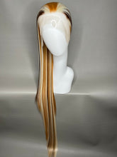 Load image into Gallery viewer, ACT NATURAL Custom Colored Lace Front Wig (Large Cap, 13x4 lace front, Platinum Blonde w/Brown & Ash Blonde Lowlights) MADE TO ORDER