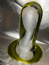 Load image into Gallery viewer, WARNING XXX Lace Front Wig (Large Cap, black with yellow highlights, 30 inch length) MADE TO ORDER 2-3 Month Turnaround Timeframe