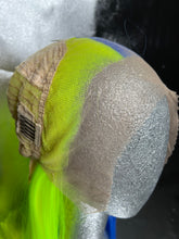 Load image into Gallery viewer, NEON RACER Synthetic Lace Front Wig (Large Cap, Split Dye Neon Green and Indigo Blue) READY TO SHIP