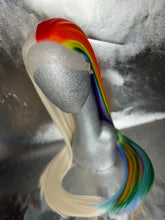 Load image into Gallery viewer, ICY MAGIC Lace Front Wig (Large Cap, Half and Half Platinum Blonde/Rainbow, 30 inch length) MADE TO ORDER 2-3 Month Turnaround Timeframe