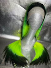 Load image into Gallery viewer, NEON SHADOW Lace Front Wig (large Cap, zig zag ombre black/neon green, 30 inch length) READY TO SHIP LIMITED STOCK