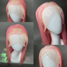 Load image into Gallery viewer, GLOSSY PURR Custom Colored Lace Front Wig (Medium Cap, Pink Tinsel, 24 inch length) READY TO SHIP
