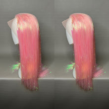 Load image into Gallery viewer, GLOSSY PURR Custom Colored Lace Front Wig (Medium Cap, Pink Tinsel, 24 inch length) READY TO SHIP
