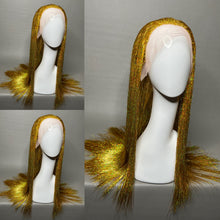 Load image into Gallery viewer, VALOR ORO Custom Colored Lace Front Wig (Medium Cap, Gold Tinsel, 24 inch length) READY TO SHIP
