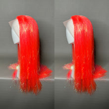 Load image into Gallery viewer, RYUKIN Custom Colored Lace Front Wig (Medium Cap, Orange Tinsel, 24 inch length) READY TO SHIP
