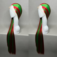 Load image into Gallery viewer, XXXMAS Custom Colored Lace Front Wig (Large Cap, Red w/Green Hi Lights, 40 inch length) READY TO SHIP
