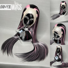 Load image into Gallery viewer, VAMPIRE HEART Custom Colored Lace Front Wig (Large Cap, Black w/Pastel Pink Hi Lights, 24 inch length) READY TO SHIP

