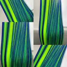 Load image into Gallery viewer, CYBER LADY Custom Colored Lace Front Wig (Large Cap, Indigo Blue w/Neon Green Hi Lights, 40 inch length) READY TO SHIP
