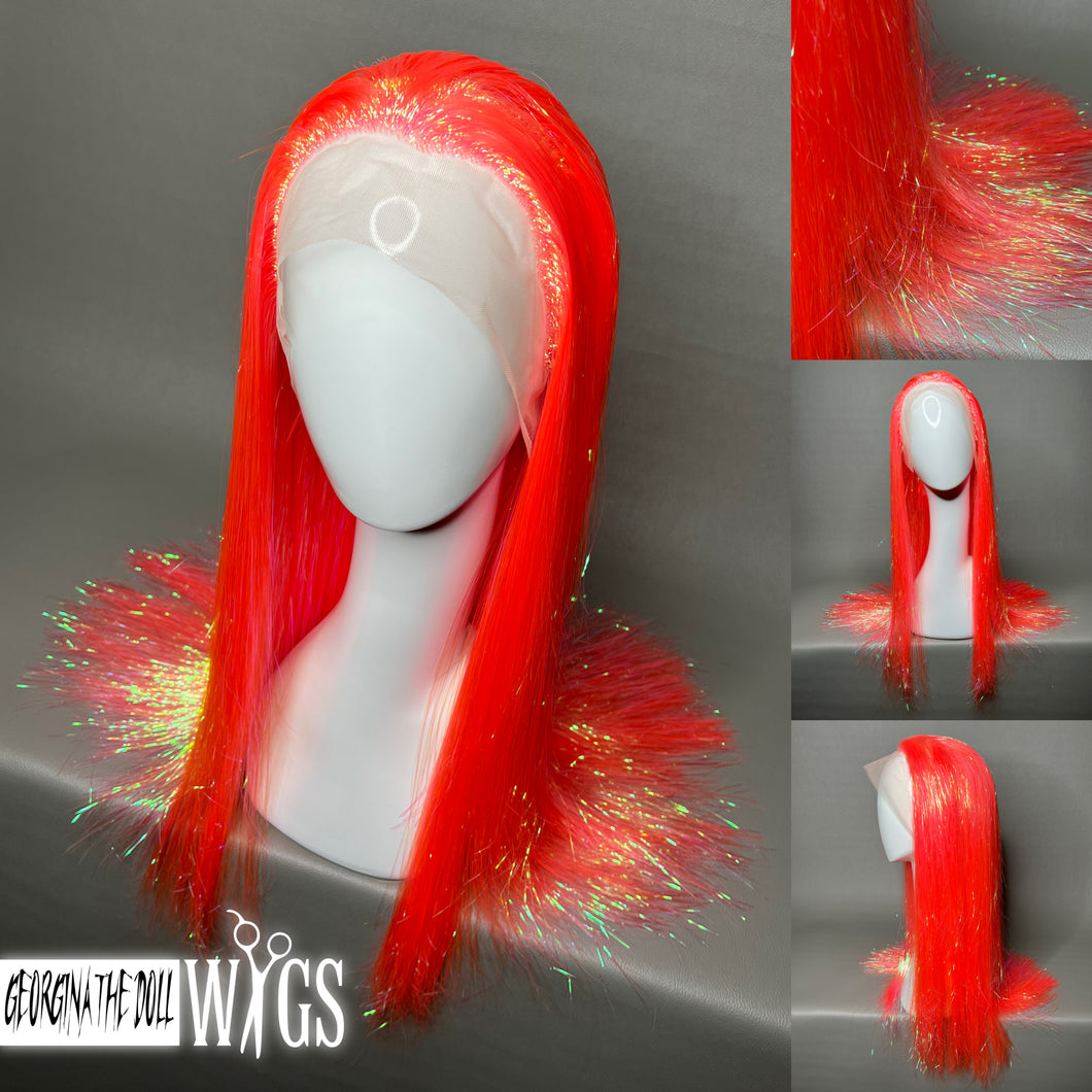 RYUKIN Custom Colored Lace Front Wig (Medium Cap, Orange Tinsel, 24 inch length) READY TO SHIP