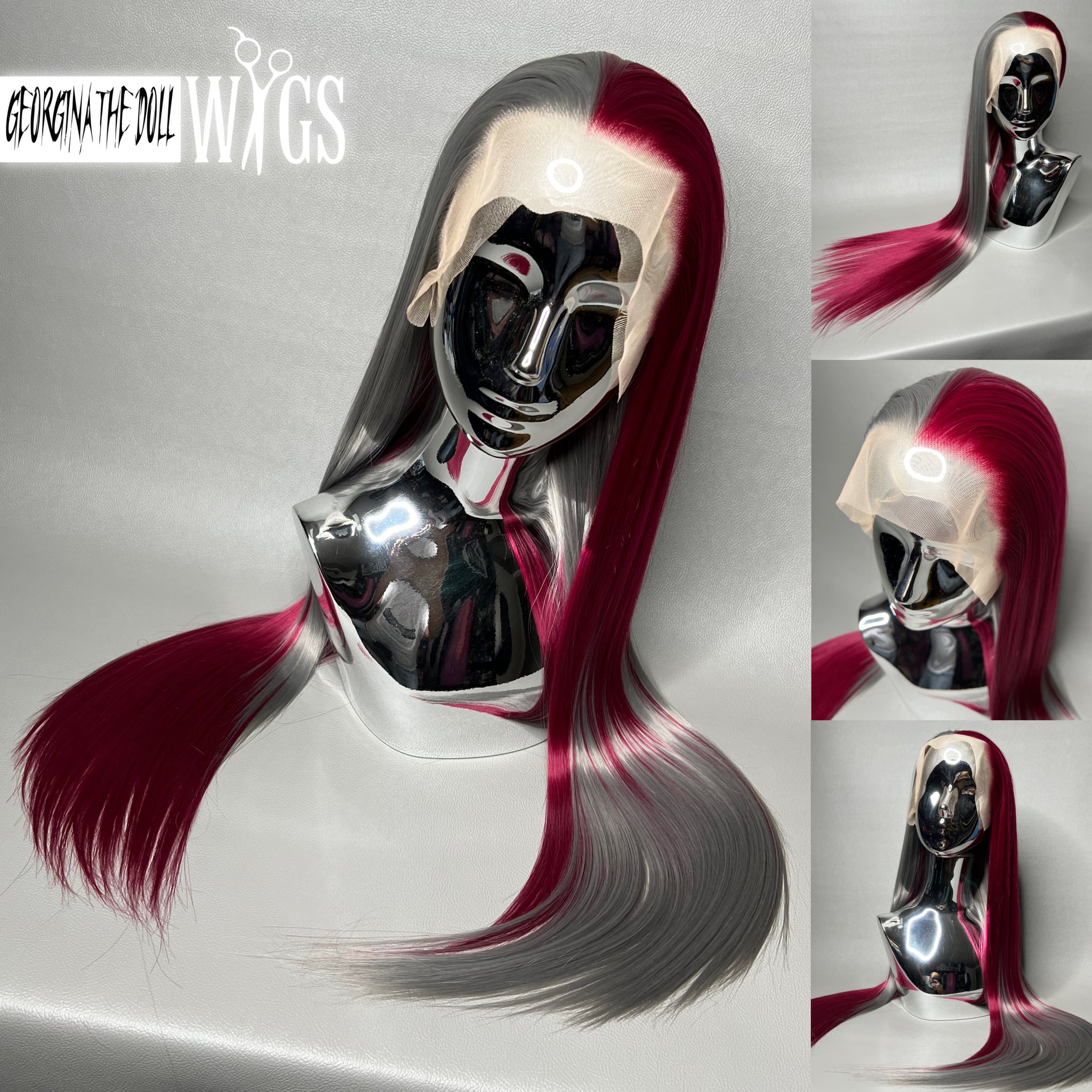 SCARLET SECRET Custom Colored Lace Front Wig (Large Cap, Mirror Split –  Georgina the Doll Wigs