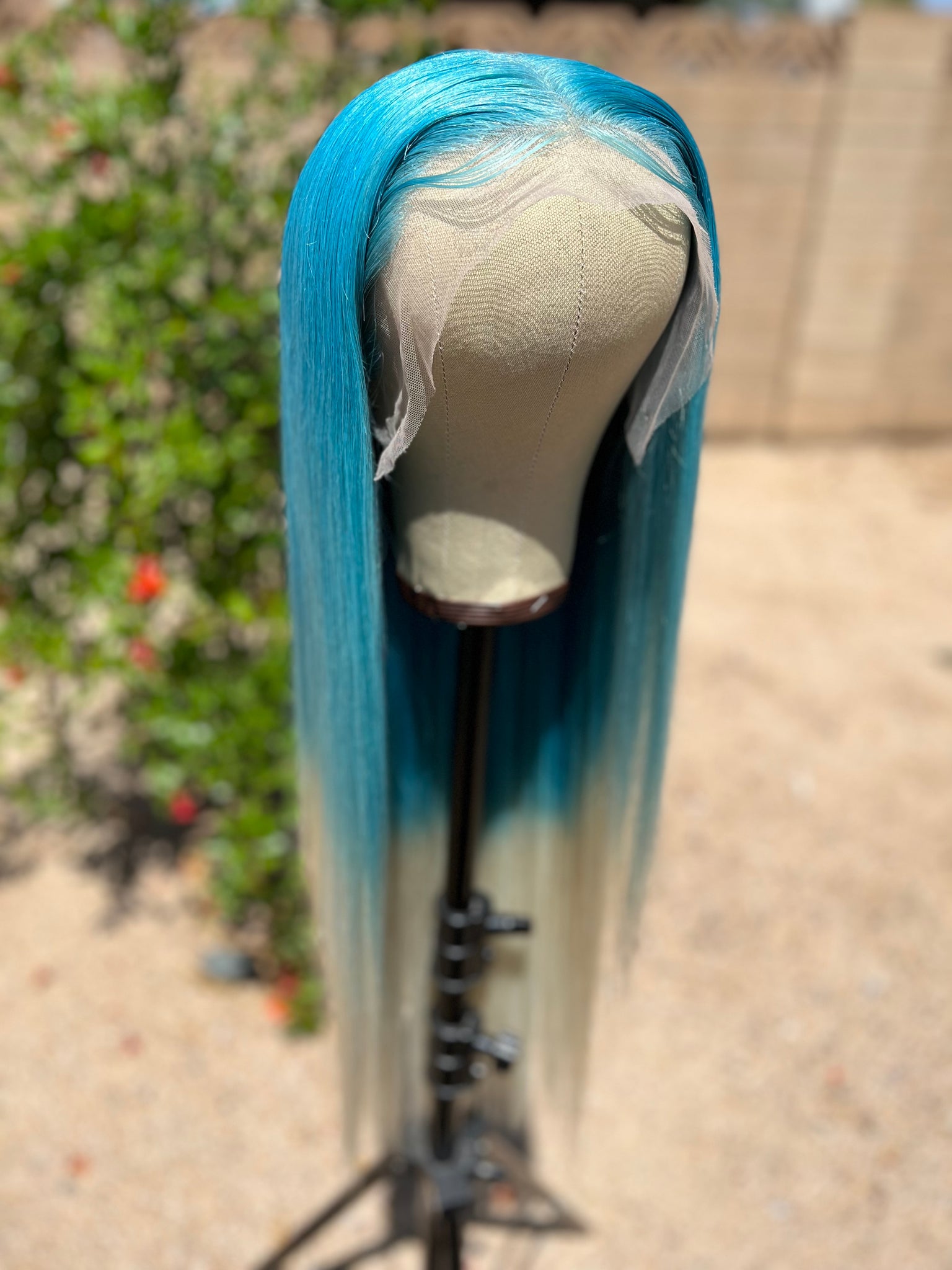 Custom Icees BLUE ICEE Custom Colored HUMAN HAIR Lace Front Wig (13x6 lace front, 3 ...