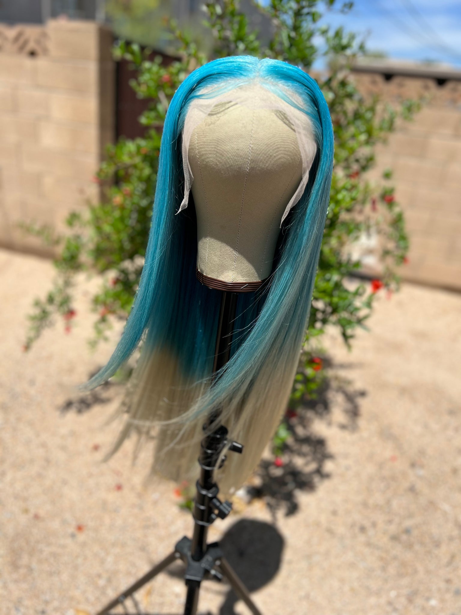 Custom Icees BLUE ICEE Custom Colored HUMAN HAIR Lace Front Wig (13x6 lace front, 3 ...
