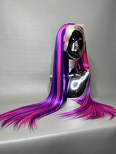 Load image into Gallery viewer, CHESHIRE Custom Colored Lace Front Wig (Large Cap, Violet w/Neon Pink Hi Lights, 24 inch length) READY TO SHIP
