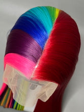 Load image into Gallery viewer, RRR PRIDE Custom Colored Lace Front Wig (13x6 Frontal,Large Cap, Split Dye Half Red/Half Rainbow, 40 inch length) READY TO SHIP
