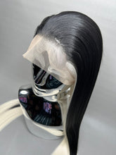 Load image into Gallery viewer, NARCISSA Synthetic Lace Front Wig (Large Cap, 13x3 Lace Front, Platinum Blonde w/Black Skunk Lowlight) MADE TO ORDER
