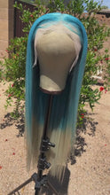 Load and play video in Gallery viewer, BLUE ICEE Custom Colored HUMAN HAIR Lace Front Wig (13x6 lace front, 32 inch length) MADE TO ORDER 2-4 Week Estimated Turnaround Timeframe
