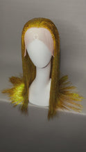 Load and play video in Gallery viewer, VALOR ORO Custom Colored Lace Front Wig (Medium Cap, Gold Tinsel, 24 inch length) READY TO SHIP
